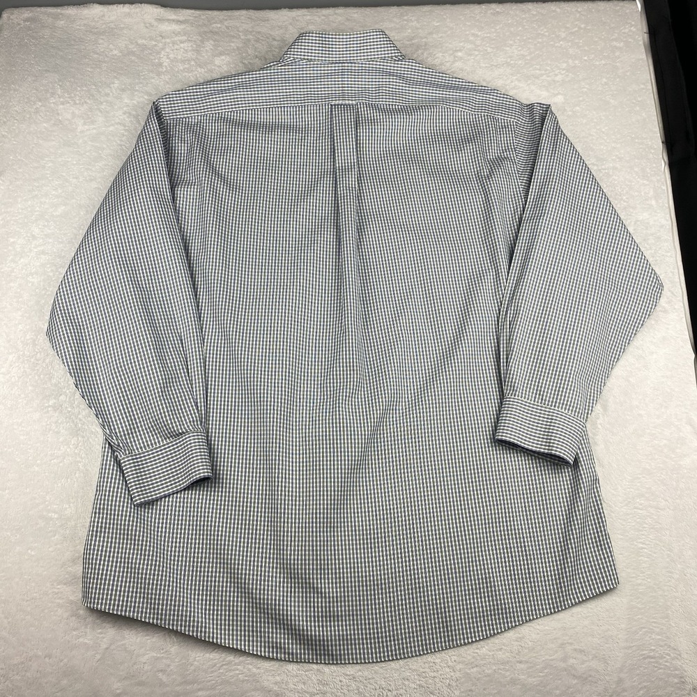 Roundtree & Yorke Gold Label Dress Shirt Mens 17-35 Blue-Green Checks No Iron - Picture 7 of 7